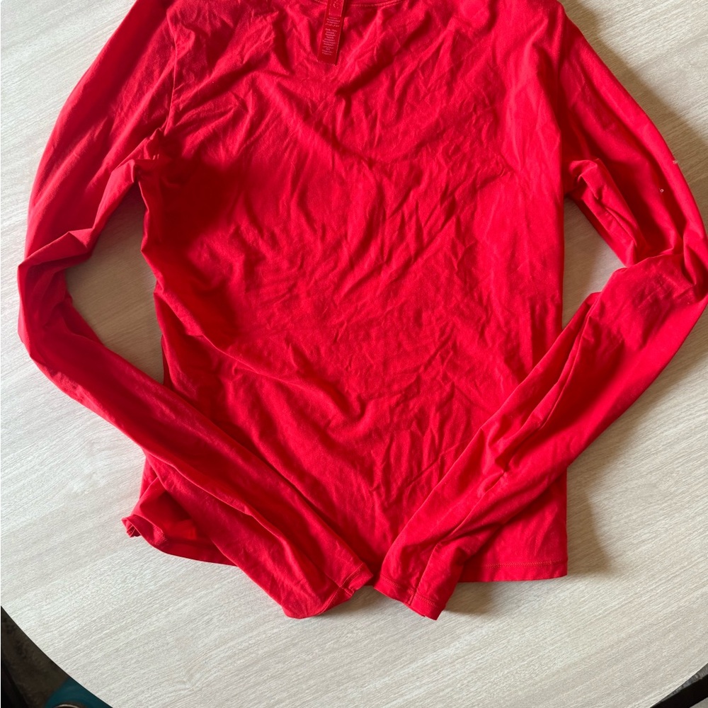 SKIMS Vibrant Red Long Sleeve Tee